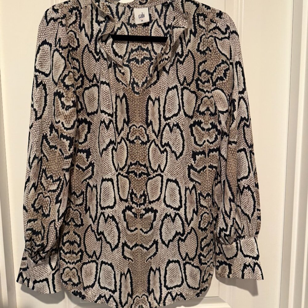 Cabi Snakeskin Python Print V-Neck Blouse Tunic |… - image 4